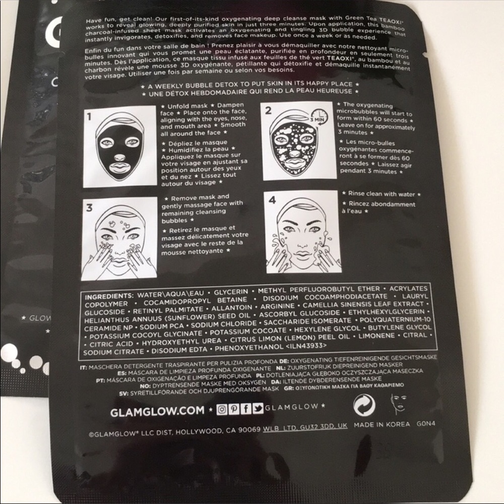 2 GlamGlow Bubble Sheet Oxygenized Face Mask - Picture 5 of 8